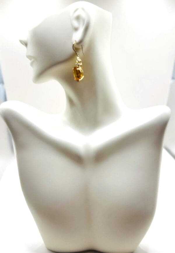 18k Yellow-Gold Citrine Diamond Earrings - Image 14