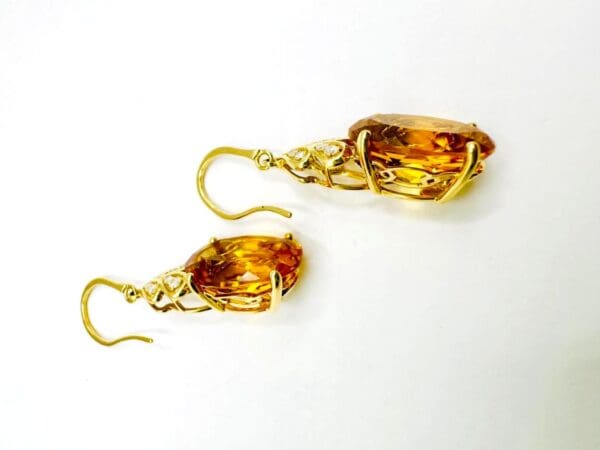 18k Yellow-Gold Citrine Diamond Earrings - Image 7