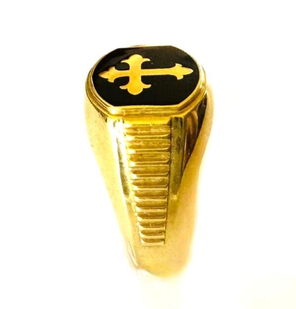 18k Yellow Gold Cross Ring S9 - Image 8