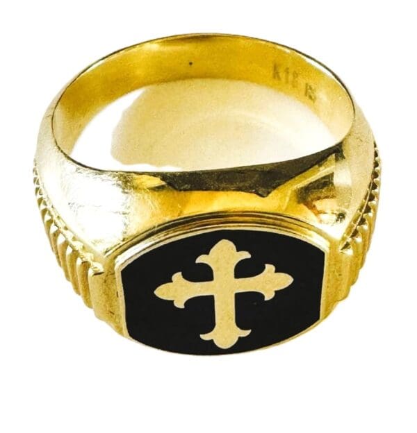 18k Yellow Gold Cross Ring S9 - Image 9