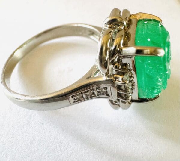 Pt900 Natural Emerald and Natural Diamond Ring S7.5 - Image 9