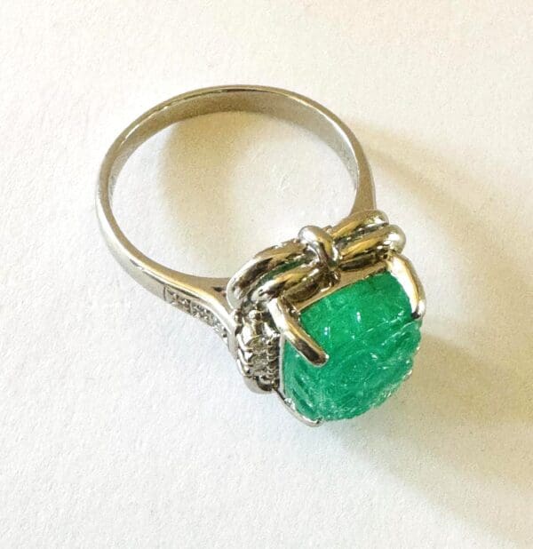 Pt900 Natural Emerald and Natural Diamond Ring S7.5 - Image 10