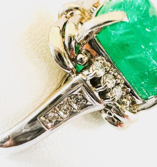Pt900 Natural Emerald and Natural Diamond Ring S7.5 - Image 5