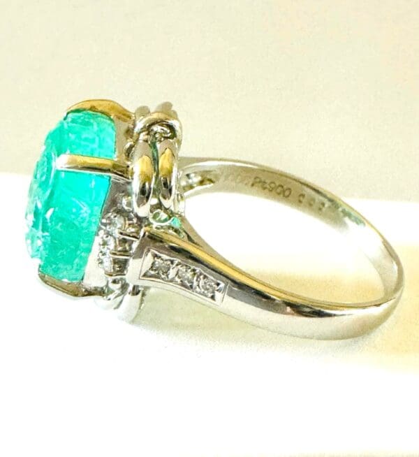 Pt900 Natural Emerald and Natural Diamond Ring S7.5 - Image 8