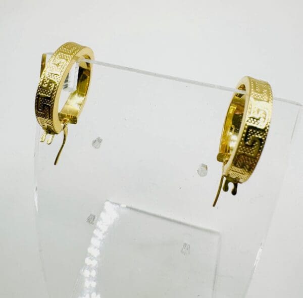 18k Yellow-Gold Greek Design 17.78mm Small Hoop Earrings - Image 2