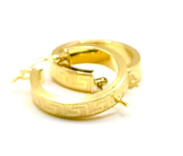 18k Yellow-Gold Greek Design 17.78mm Small Hoop Earrings - Image 11
