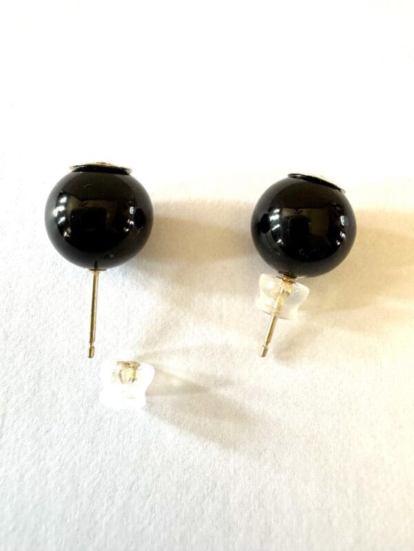 18k Gold And Onyx Smiley Earrings - Image 5