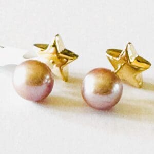 18k Gold Star and Authentic Pearl Earrings