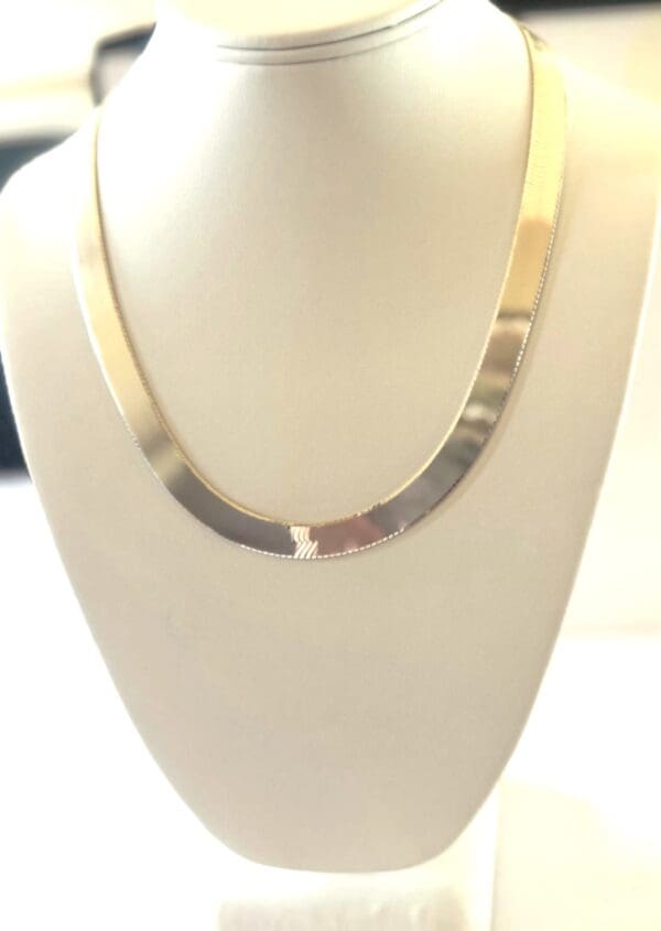 925 Sterling Silver Herringbone 10mm Necklace - Image 2