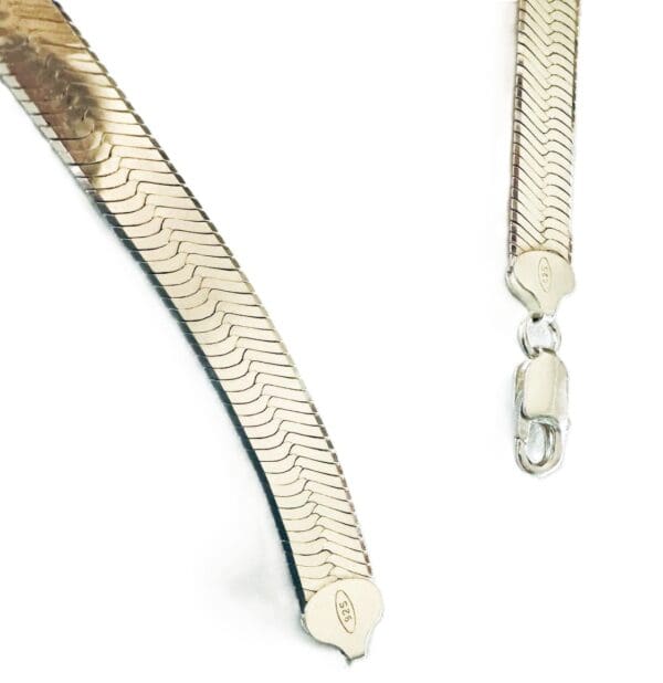 925 Sterling Silver Herringbone 10mm Necklace - Image 10