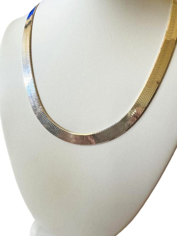 925 Sterling Silver Herringbone 10mm Necklace - Image 3