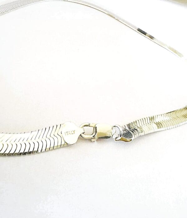 925 Sterling Silver Herringbone 10mm Necklace - Image 4