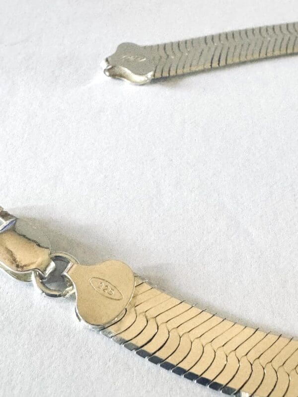 925 Sterling Silver Herringbone 10mm Necklace - Image 6