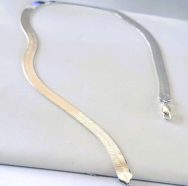 925 Sterling Silver Herringbone 10mm Necklace - Image 9