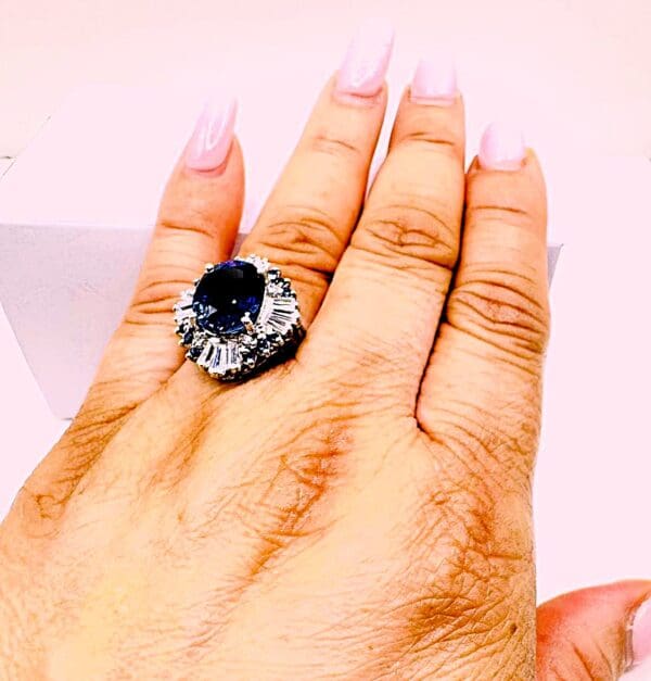 925 Sterling Silver Natural White & Blue Sapphire Ring - Image 12