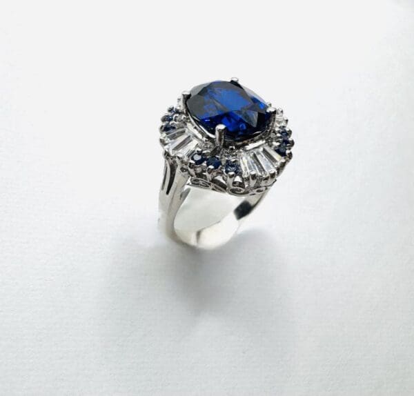 925 Sterling Silver Natural White & Blue Sapphire Ring - Image 15