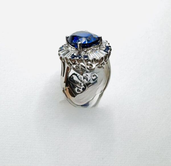 925 Sterling Silver Natural White & Blue Sapphire Ring - Image 16