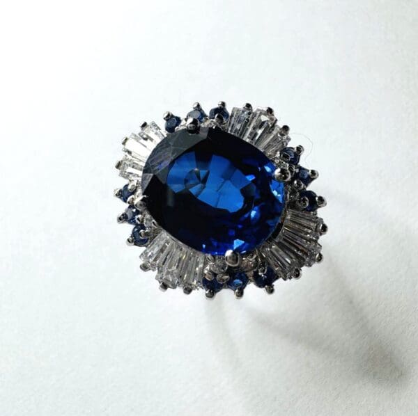 925 Sterling Silver Natural White & Blue Sapphire Ring - Image 17