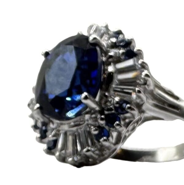 925 Sterling Silver Natural White & Blue Sapphire Ring - Image 19