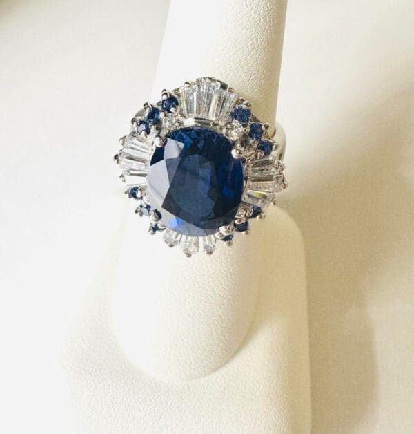 925 Sterling Silver Natural White & Blue Sapphire Ring - Image 22