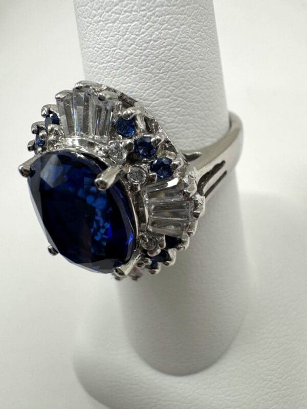 925 Sterling Silver Natural White & Blue Sapphire Ring - Image 10