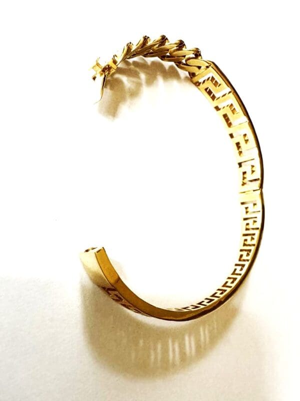 18k Designer-Inspired Greek Key Bangle S7 - Image 8