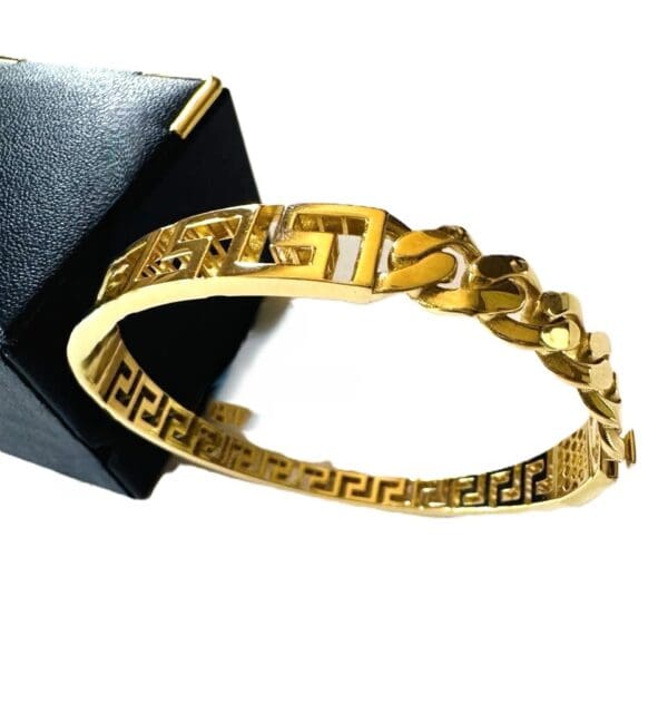 18k Designer-Inspired Greek Key Bangle S7 - Image 11