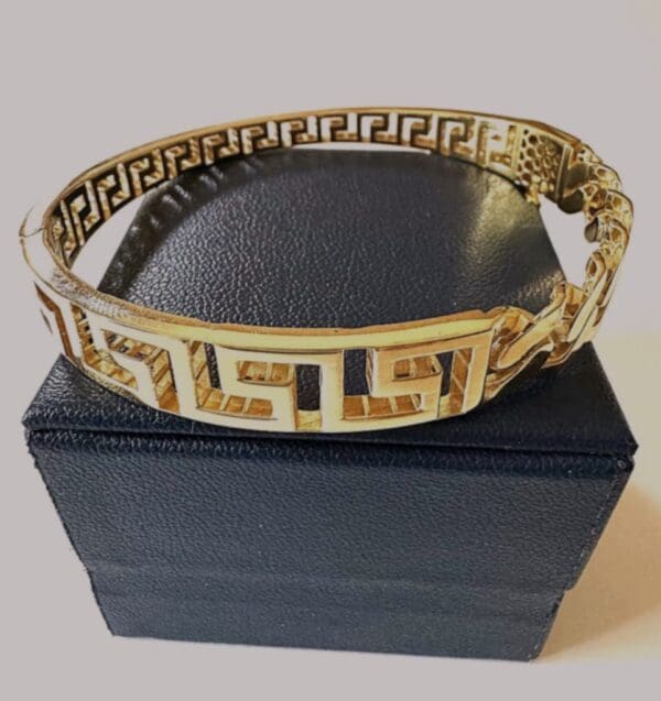 18k Designer-Inspired Greek Key Bangle S7 - Image 13