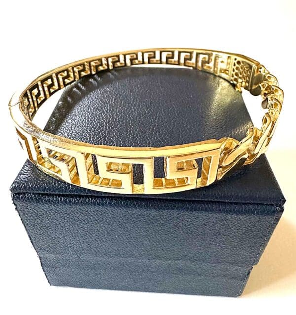 18k Designer-Inspired Greek Key Bangle S7 - Image 12