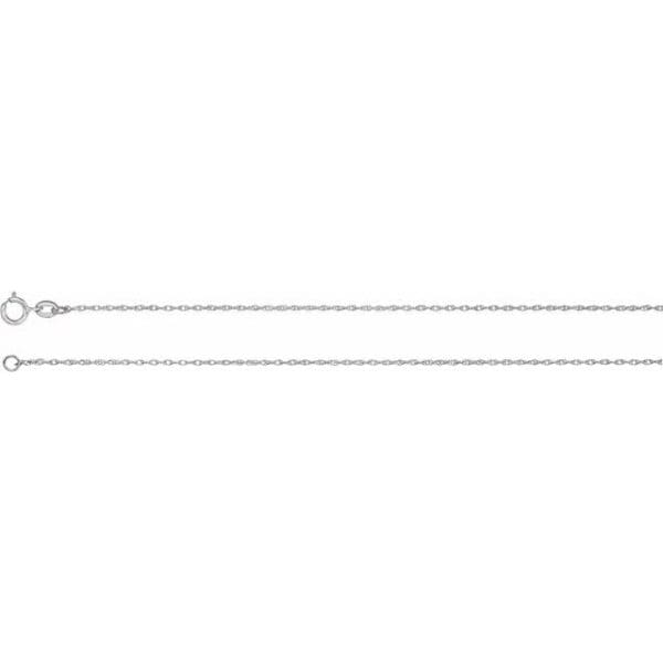 18K White 1 mm Rope Chain by the Inch