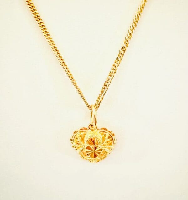 21k Yellow-Gold Heart Necklace - Image 6