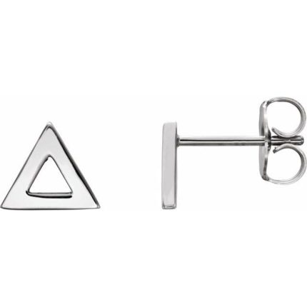 14K White Triangle Earrings