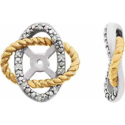 14K White/Yellow Gold-Plated .07 CTW Diamond Earring Jackets with 5.3mm ID