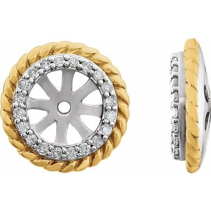 14K White Gold-Plated 1/8 CTW Diamond Rope Earring Jackets with 5.4mm ID