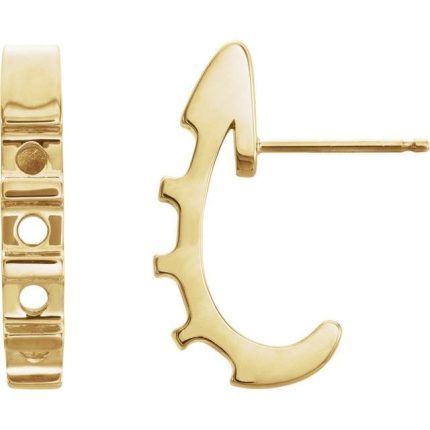 14K White 3.2 mm Round J-Hoop Earring Mounting