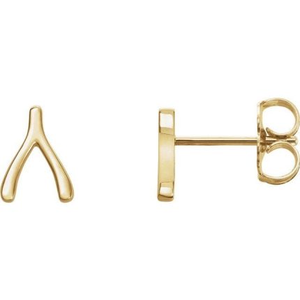 14K White Wishbone Earrings
