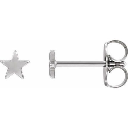 14K White 6.2 mm Star Friction Post Earring
