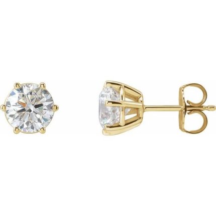 14K White 5 mm Round 6-Prong Stud Earring Mounting
