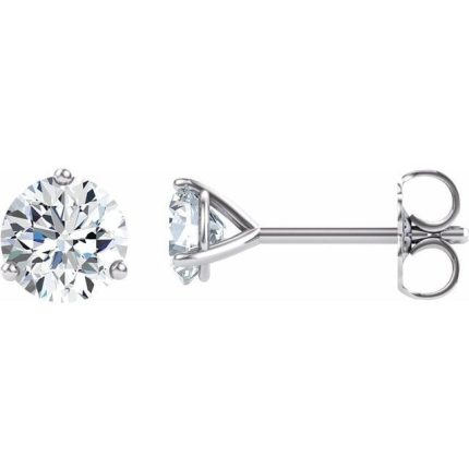 14K White 6.5 mm Round Forever One™ Lab-Grown Colorless Moissanite Earrings