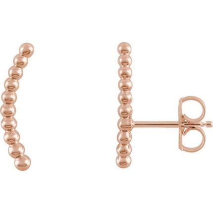 14K White Beaded Ear Climbers