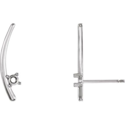 14K Yellow Left Ear Climber Earring Mounting