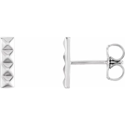 14K White Pyramid Bar Earrings