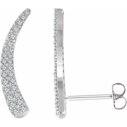 14K White 3/8 CTW Natural Diamond Ear Climbers