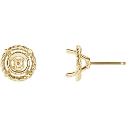14K White 6 mm Round Rope Earring Mounting