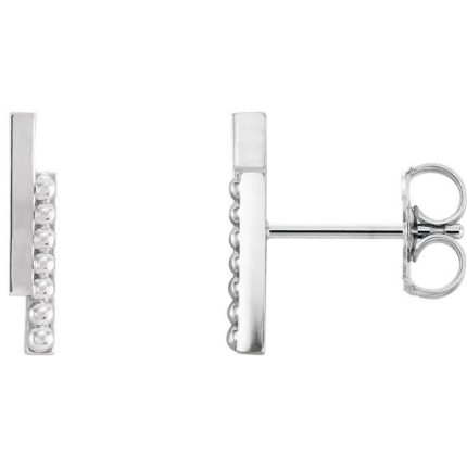 14K Yellow Beaded Bar Earring