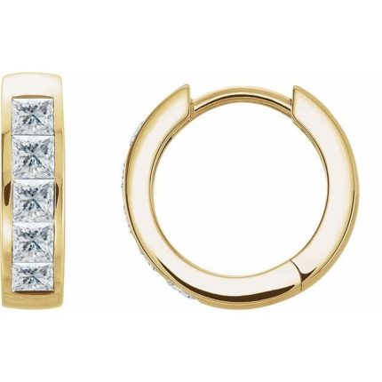 14K White Channel-Set Hoop Earring Mounting