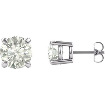 14K White 6.5 mm Round Forever One™ Moissanite Earrings