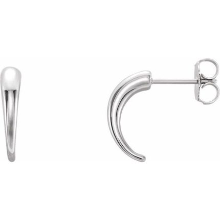 14K White J-Hoop Earrings