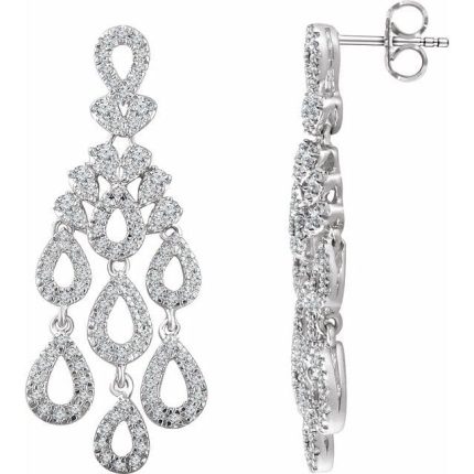 14K White 7/8 CTW Natural Diamond Chandelier Earrings