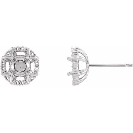 14K White Halo-Style Earring Mounting
